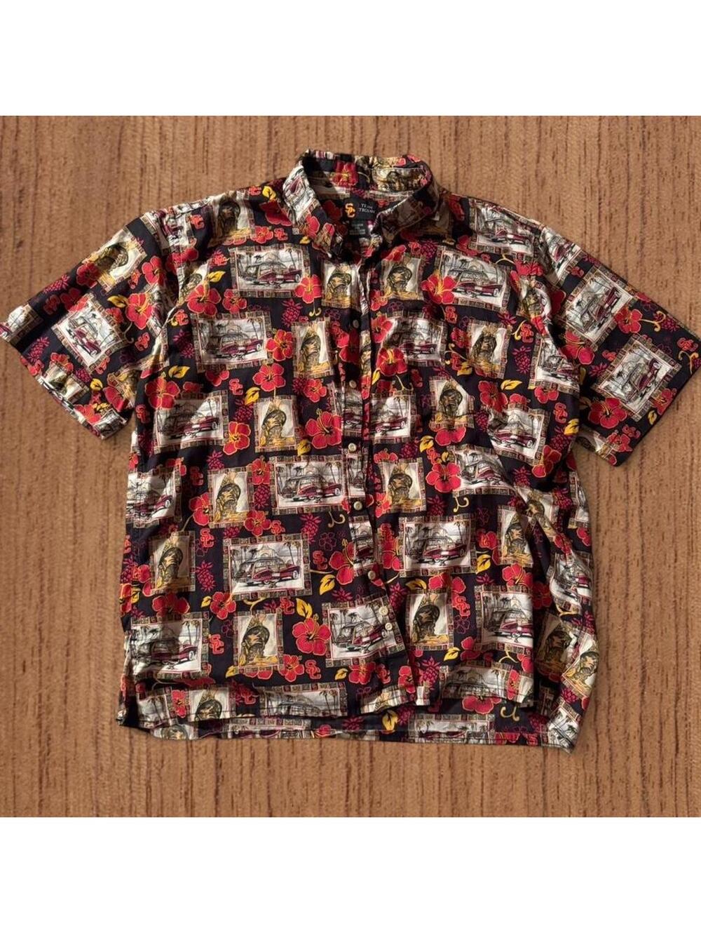American Vintage Men's Multi and Red Shirt
